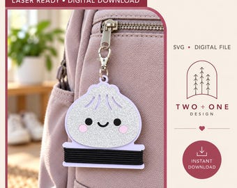 Soporte para gomas de pelo con forma de dumpling, accesorio para mochila cortado con láser (descarga digital SVG)