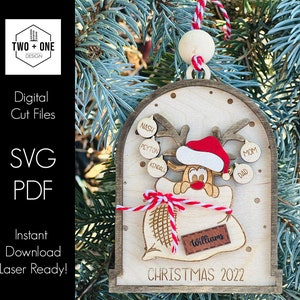 Reindeer Family Ornament | SVG | Personalized Ornament