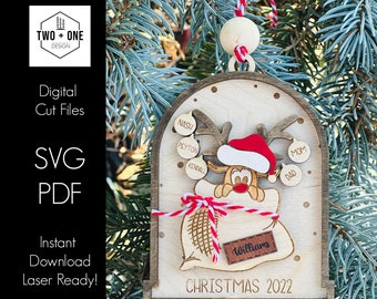 Reindeer Family Ornament | SVG | Personalized Ornament