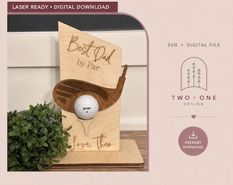 Archivo de corte láser para exhibición de golf para papá / SVG 'Dad By Par' (Descarga digital)