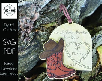 Head Over Boots For You Couples Ornament | Laser File | SVG | Country