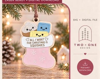Adorno navideño de peluche blando en formato SVG, archivo de corte láser, diseño para calcetín infantil (descarga digital).