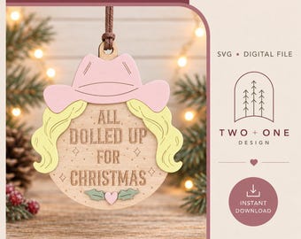 Adorno navideño Country Queen SVG / Lista para Navidad / Archivo láser