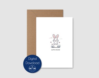 Tarjeta de Pascua conejita: Pascua alegre imprimible (descarga digital)
