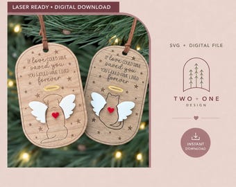 Pet Memorial Ornament SVG | Cat and Dog Angel Wings Laser File