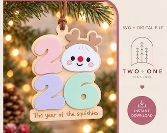 L'Année des Squishies 2026 SVG, fichier de découpe laser, motif de chaussette pour enfants (téléchargement numérique)