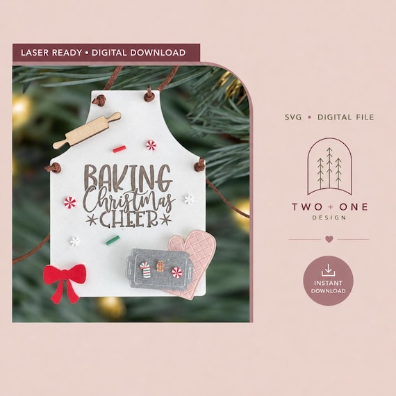 Baking Christmas Cheer Ornament SVG | Baker Kitchen Laser File