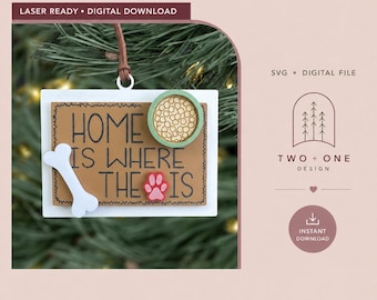 Dog Lover Ornament SVG File | Christmas Laser Cut Design (Digital Download)