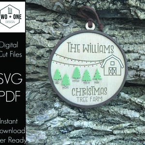 Family Christmas Ornament SVG Laser File | Tree Farm