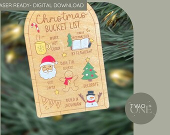 Christmas Bucket list SVG Laser File | Ornament File