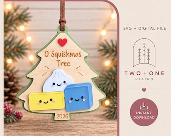 Adorno navideño Squishmas para árbol de Navidad en formato SVG, archivo de corte láser (descarga digital).