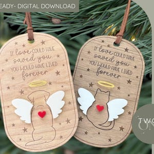 Ornament hemel hond en kat | Bot | Laserbestand | Herdenkingsornament