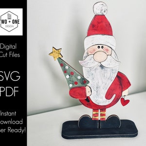 Santa  SVG File | Laser Cut File | Standing Santa SVG File | Santa Shelf Sitter |  Digital Download