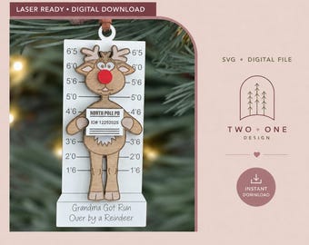 Grandma Got Run Over by a Reindeer SVG Laser File | Ornament File