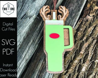 Reindeer Tumbler Ornament | Laser File | SVG