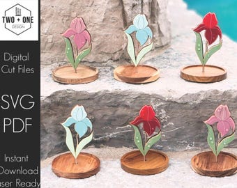 Iris Flower Jewlery Holder / Home Decor Shelf SVG Laser File