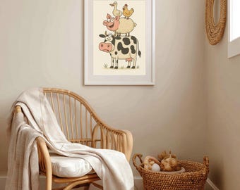 Funny Farm Animal Digital Print Download