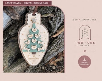 Family Christmas Ornament SVG Laser File