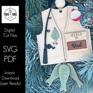 Papaornament | Visornament | Gepersonaliseerd visornament | Laserbestand | Grootouderornament