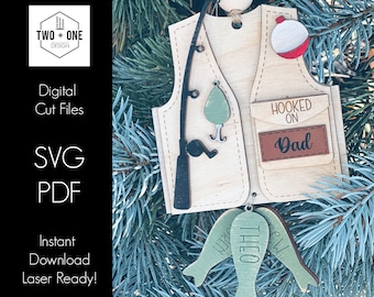 Personalized Fishing Dad Ornament Laser Cut File (SVG/PDF)