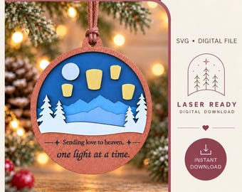 Sending Love Heaven Ornament Laser Cut File | SVG