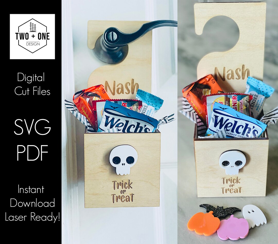 Halloween Trickortreat Box Laser Cut File Door Hanger Treat Box SVG