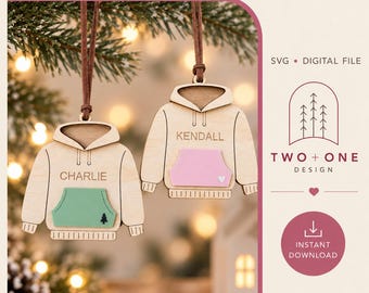Paquete de adornos personalizados para sudaderas con capucha (archivo de corte láser / descarga digital)