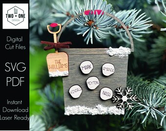Snowball Bucket Family Ornament | Laser File | SVG