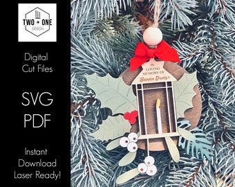 Memorial Lantern Christmas Ornament Laser Cut File (SVG, PDF)