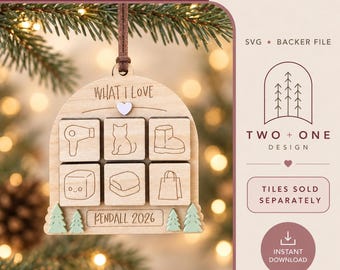 Archivo SVG/de corte láser para soporte de adorno navideño personalizado (descarga digital)