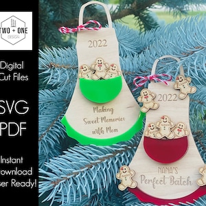 Ornement de Noël SVG, ornement de pain d'épice, ornement de famille personnalisé, Noël SVG, fichier laser, fichier numérique