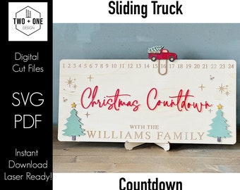Red Truck Christmas Countdown Calendar SVG Laser File (Digital Download)
