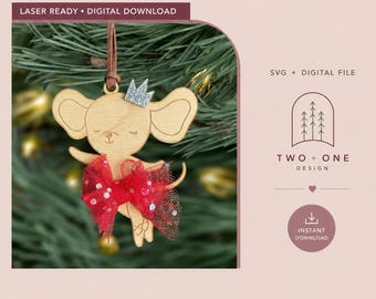 Adorno navideño de ratoncita bailarina SVG / Archivo láser