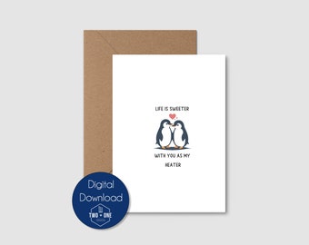 Tarjeta de cumpleaños de pingüino: La vida es más dulce (imprimible) (Descarga digital)