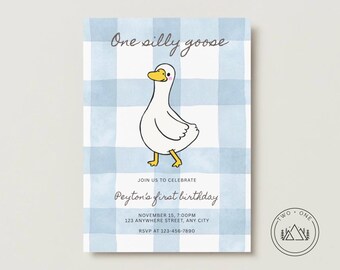 One Silly Goose Birthday invitation template | Canva | Digital Download