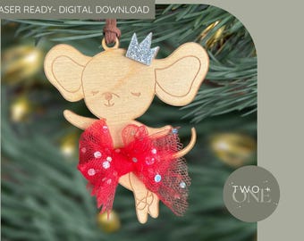 Ballerina Mouse Ornament | SVG | Laser Ready