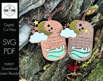 Miss you Ornament | Bone | Laser File | Memorial Ornament | Two Designs