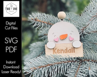 Personalized Snowman Ornament SVG Laser Cut File (Digital Download)