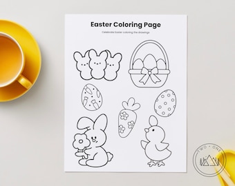 Easter Coloring Page template | Canva | Digital Download