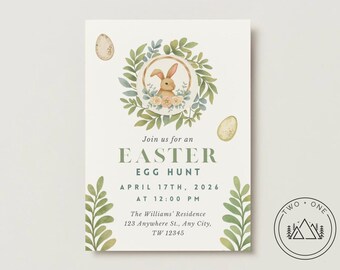 Easter Bunny invitation template  | Canva | Digital Download