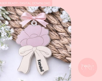 Flower Easter Tag with Bow | SVG | Personalize