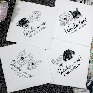 Tovaglioli da cocktail personalizzati per coppie di animali domestici per matrimonio - Personalizzati per 2 cani o gatti per la celebrazione del matrimonio - Set di tovaglioli da cocktail con foto