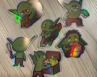 Goblin Stickers | Waterproof Holographic Sticker, Gobbo Sticker, Boblin, Goblin Mode, Dice Goblin, Loot Goblin
