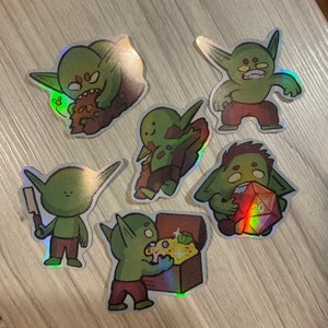 Goblin Stickers | Waterproof Holographic Sticker, Gobbo Sticker, Boblin, Goblin Mode, Dice Goblin, Loot Goblin