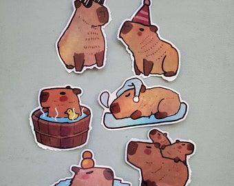 Adesivos CAPIVARA | Adesivos holográficos à prova d'água, adesivo capivara, adesivo Derpy, decalque para laptop, adesivos fofos