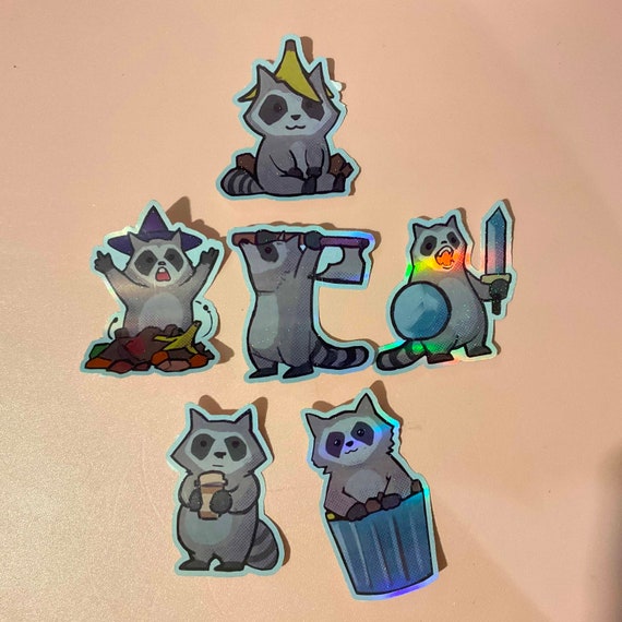 RACOON Stickers | Trash Panda Stickers | Waterproof Holographic Stickers, Derpy Sticker, Laptop Decal, Cute Stickers