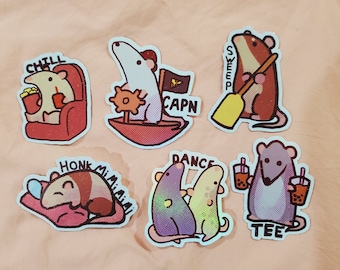 RAT Stickers 2 | Waterproof Holographic Stickers, Rat Sticker, Derpy Sticker, Laptop Decal, Cute Stickers