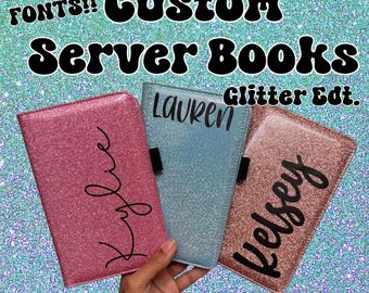 Custom Glitter Server Book: Personalized Restaurant Organizer