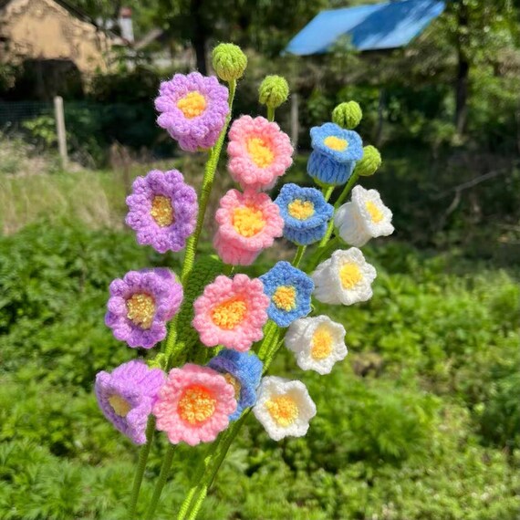 Knitted Flower Bouquet Crochet Lilyknitted Flower Etsy