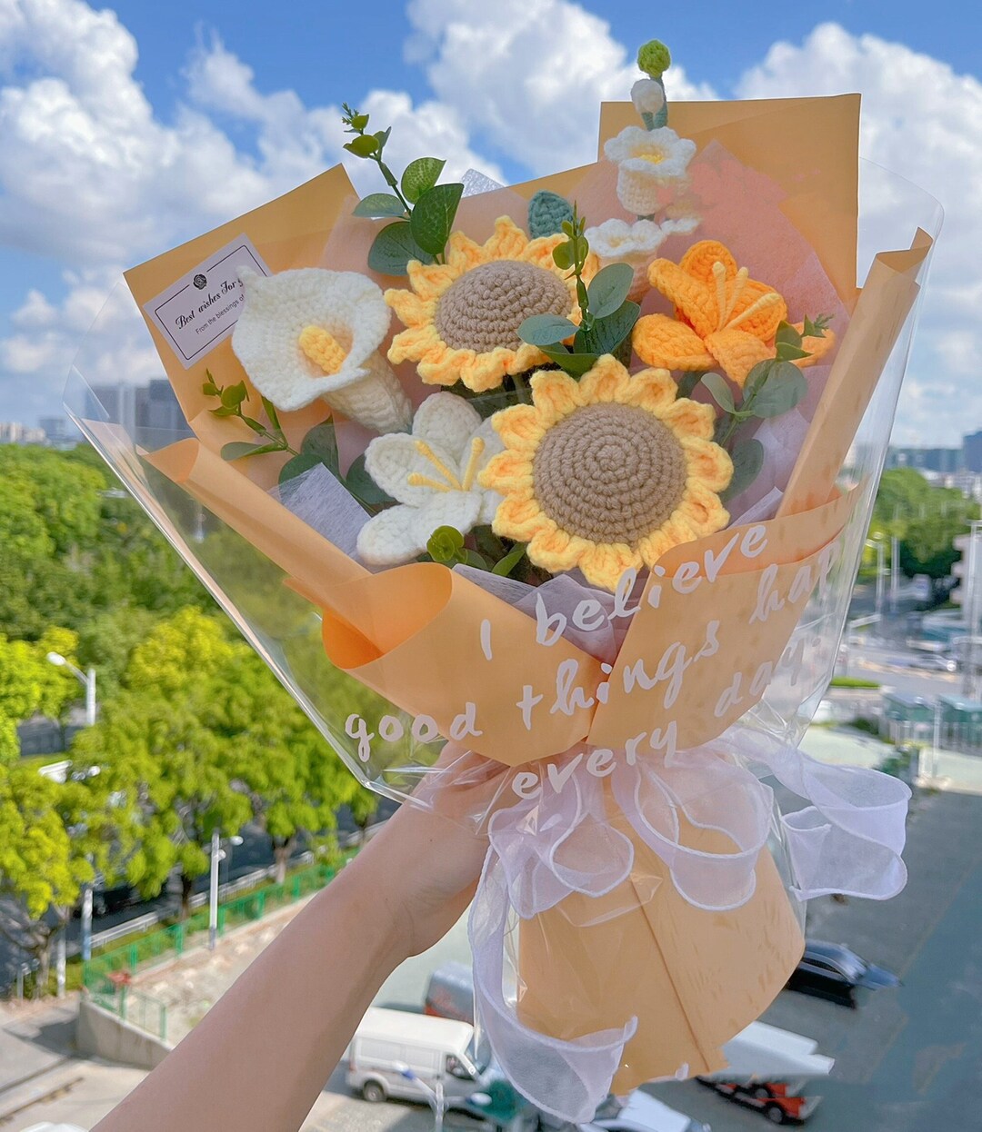 Knitted Sunflower Bouquetcrochet Bouquetknitted Flowergifts Etsy